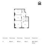 Планировка 3-комнатной квартиры, 81,4 м2