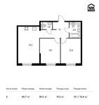Планировка 2-комнатной квартиры, 60,7 м2