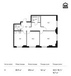 Планировка 3-комнатной квартиры, 83,9 м2