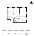 Планировка 3-комнатной квартиры, 71,6 м2
