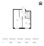 Планировка 1-комнатной квартиры, 38 м2