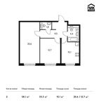 Планировка 2-комнатной квартиры, 58,1 м2
