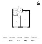 Планировка 1-комнатной квартиры, 41,2 м2