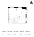 Планировка 2-комнатной квартиры, 53,5 м2