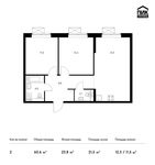 Планировка 2-комнатной квартиры, 60,6 м2