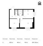 Планировка 2-комнатной квартиры, 49,4 м2