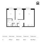 Планировка 2-комнатной квартиры, 57,9 м2