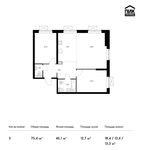 Планировка 3-комнатной квартиры, 75,4 м2