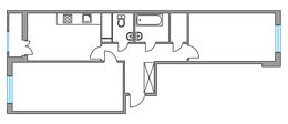 Планировка 2-комнатной квартиры, 56,4 м2