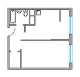 Планировка 1-комнатной квартиры, 35,68 м2