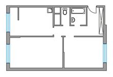Планировка 2-комнатной квартиры, 54,07 м2