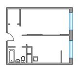 Планировка 1-комнатной квартиры, 34,36 м2