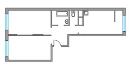Планировка 2-комнатной квартиры, 51,52 м2