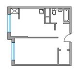 Планировка 1-комнатной квартиры, 34,18 м2