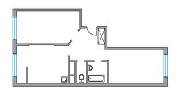 Планировка 2-комнатной квартиры, 53,64 м2