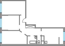 Планировка 3-комнатной квартиры, 66,04 м2