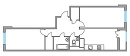 Планировка 2-комнатной квартиры, 57,1 м2