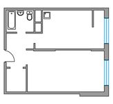 Планировка 1-комнатной квартиры, 42,31 м2