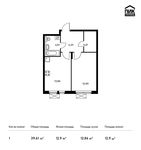Планировка 1-комнатной квартиры, 39,61 м2
