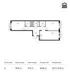 Планировка 2-комнатной квартиры, 70,91 м2