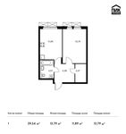 Планировка 1-комнатной квартиры, 39,54 м2