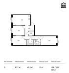Планировка 3-комнатной квартиры, 87,7 м2