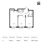Планировка 2-комнатной квартиры, 58,44 м2