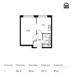 Планировка 1-комнатной квартиры, 34,5 м2