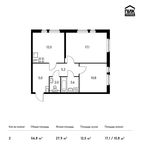 Планировка 2-комнатной квартиры, 57 м2