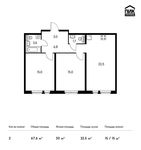 Планировка 2-комнатной квартиры, 68,1 м2