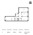 Планировка 3-комнатной квартиры, 88,83 м2