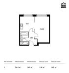 Планировка 1-комнатной квартиры, 34,4 м2