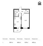 Планировка 1-комнатной квартиры, 38,9 м2