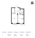 Планировка 1-комнатной квартиры, 37,49 м2