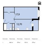 Планировка 1-комнатной квартиры, 46,2 м2