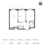 Планировка 2-комнатной квартиры, 60,15 м2