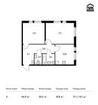 Планировка 2-комнатной квартиры, 56,9 м2