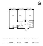 Планировка 2-комнатной квартиры, 60,15 м2