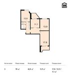 Планировка 3-комнатной квартиры, 78 м2