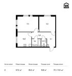 Планировка 2-комнатной квартиры, 57,5 м2