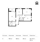Планировка 3-комнатной квартиры, 94,7 м2