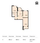 Планировка 3-комнатной квартиры, 80,6 м2
