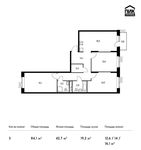 Планировка 3-комнатной квартиры, 84,1 м2