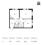 Планировка 2-комнатной квартиры, 57 м2