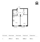 Планировка 1-комнатной квартиры, 39,61 м2