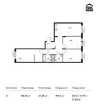 Планировка 3-комнатной квартиры, 88,83 м2