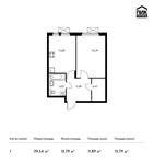 Планировка 1-комнатной квартиры, 39,54 м2
