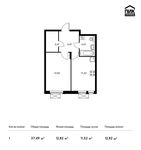 Планировка 1-комнатной квартиры, 37,49 м2