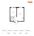 Планировка 1-комнатной квартиры, 43,5 м2