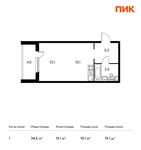 Планировка квартиры студии, 34,5 м2